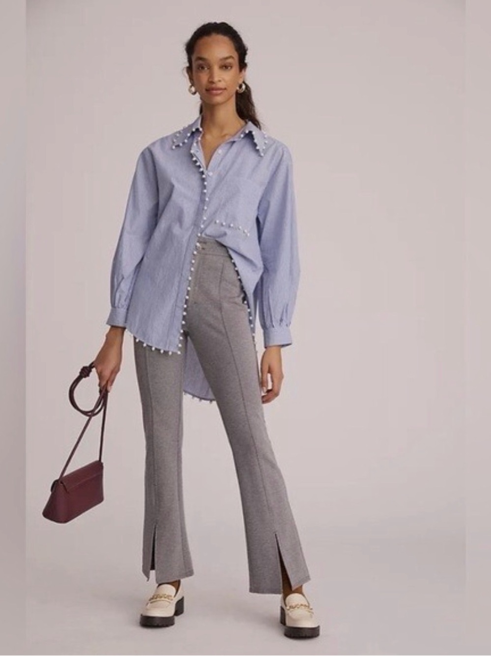 Maeve Gray Knit Flared Sweatpants - Picture 6 of 8